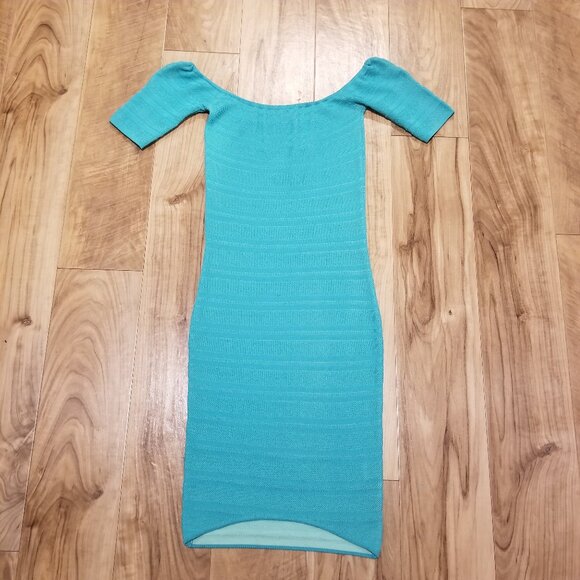 New Torn by Ronny Kobo Barbiecore Knit Mini Dress Off The Shoulder Bodycon XS - Picture 5 of 13